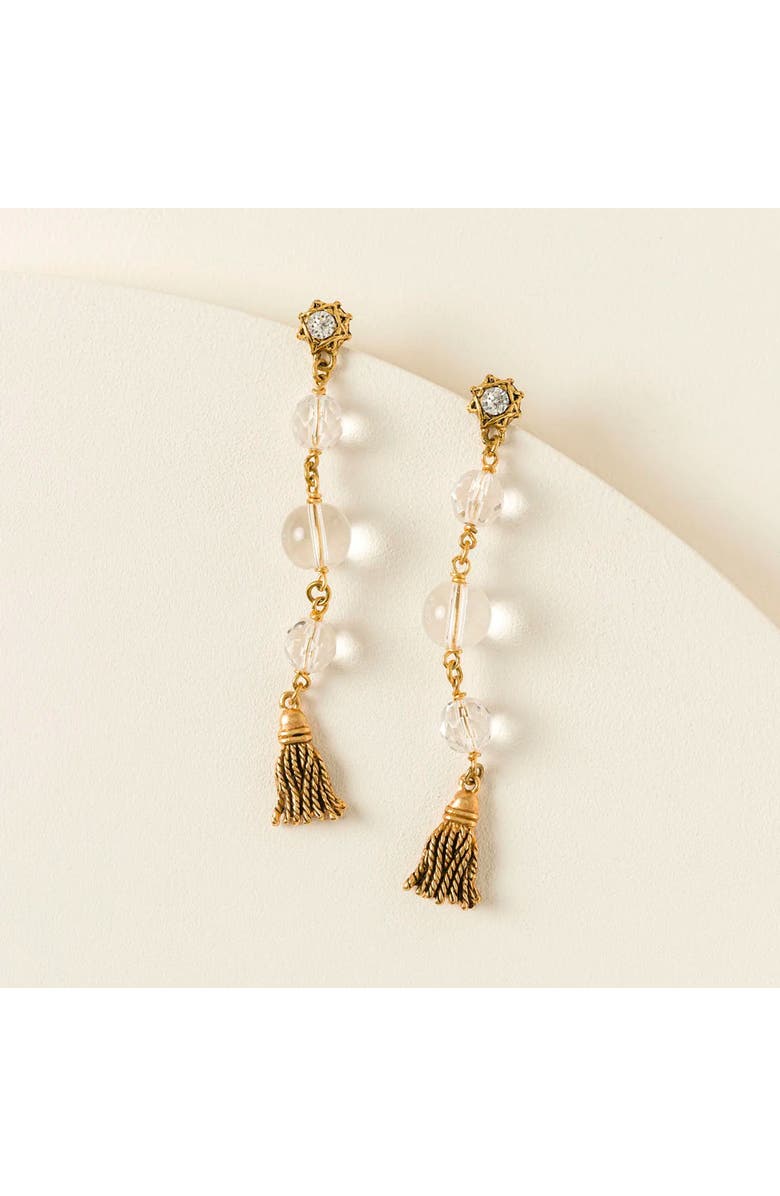 Uncommon Goods Waldorf Astoria Chandelier Earrings, Main, color, Gold / Clear