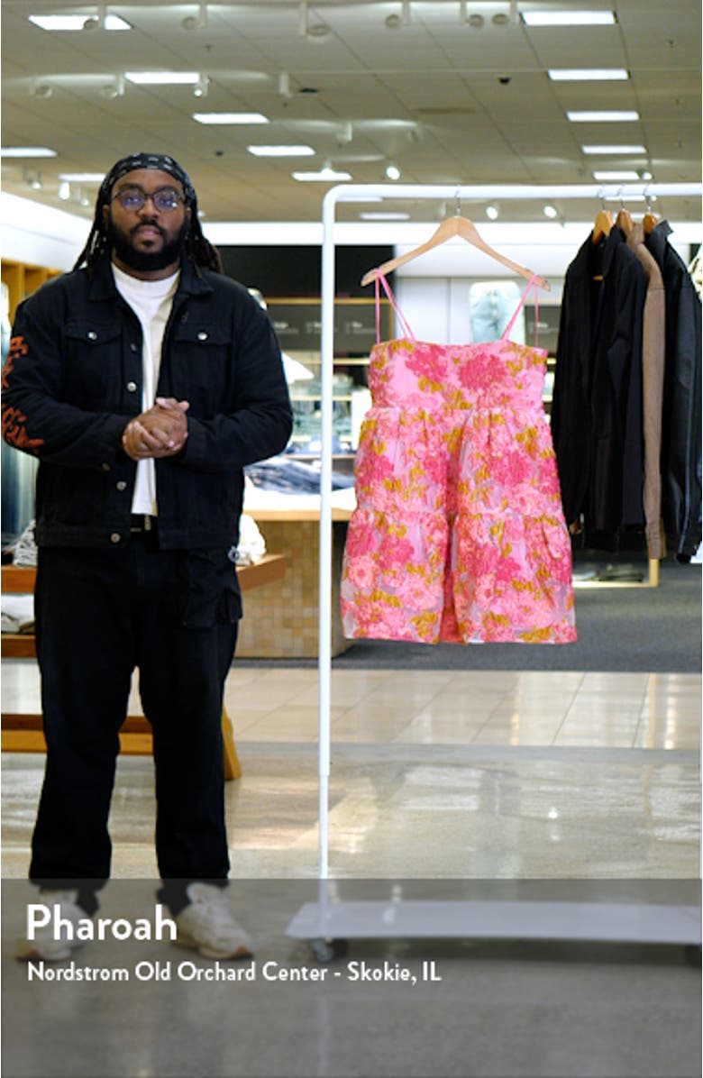 Floral Jacquard Organza Babydoll Minidress, sales video thumbnail