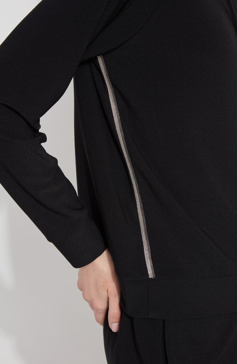 Lysse Julia Beaded Trim Stretch Crepe Hoodie, Alternate, color, Black