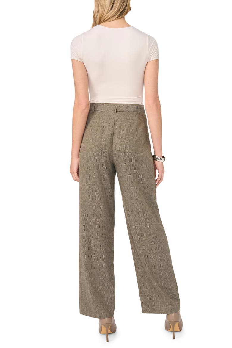High Waist Herringbone Straight Leg Pants, Alternate, color, RICH BLACK/ BEIGE