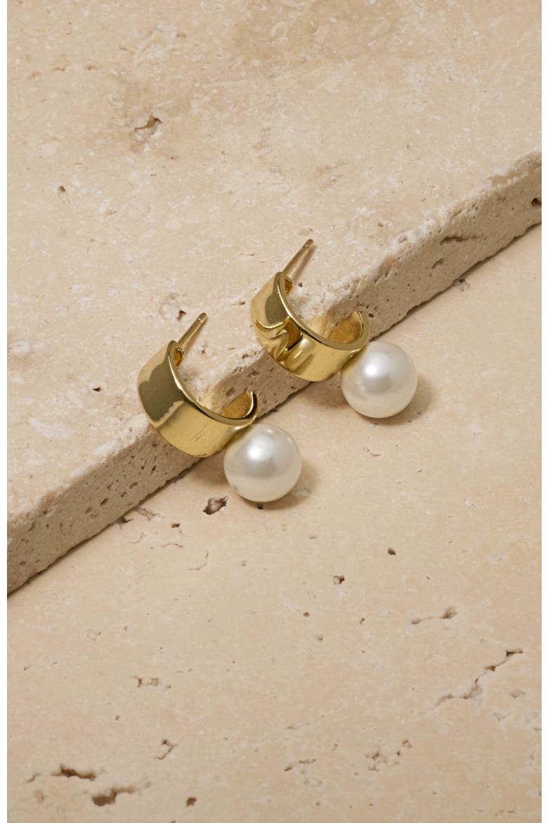 Leah Pearl Hoops, Alternate, color, Gold