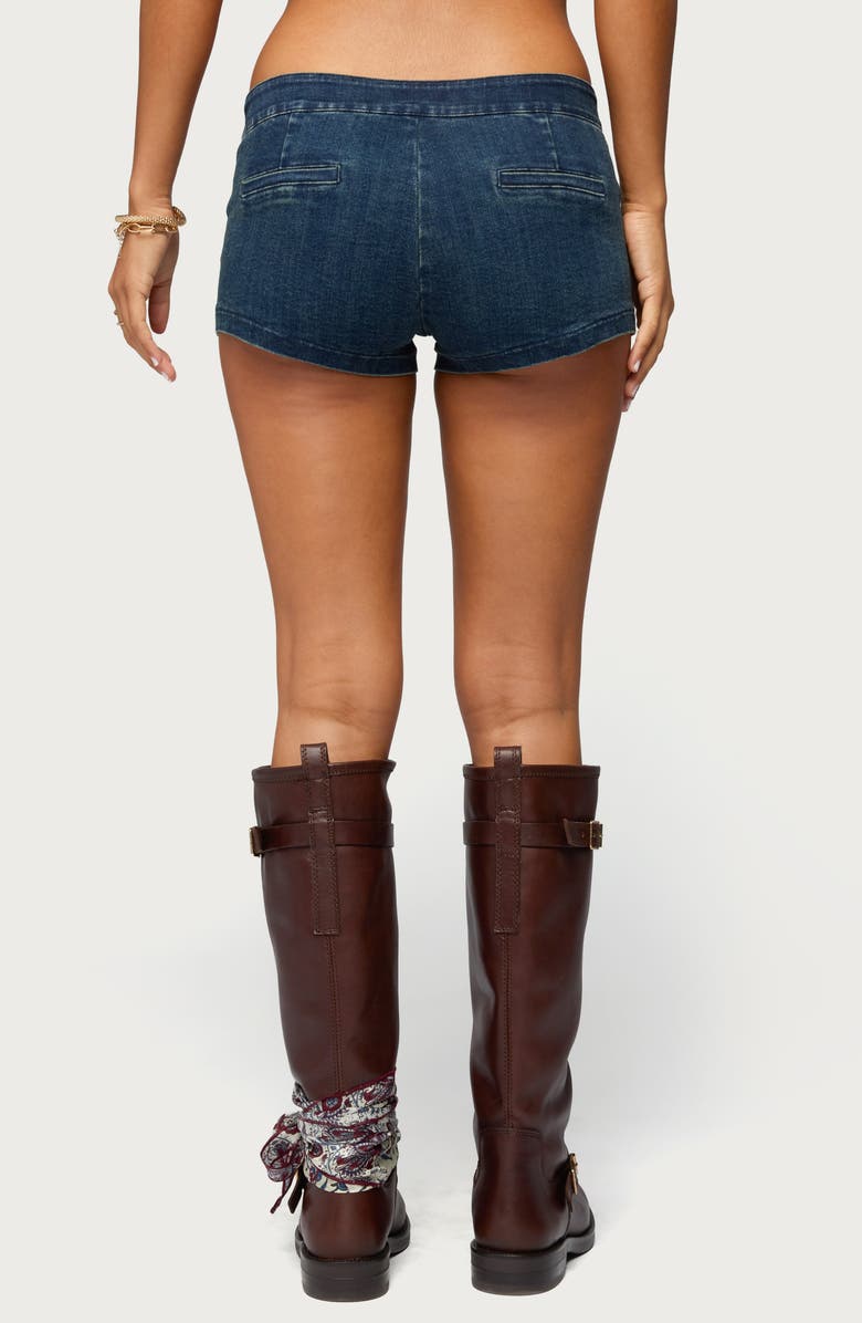 EDIKTED Sashe Low Rise Fitted Denim Shorts, Alternate, color, 