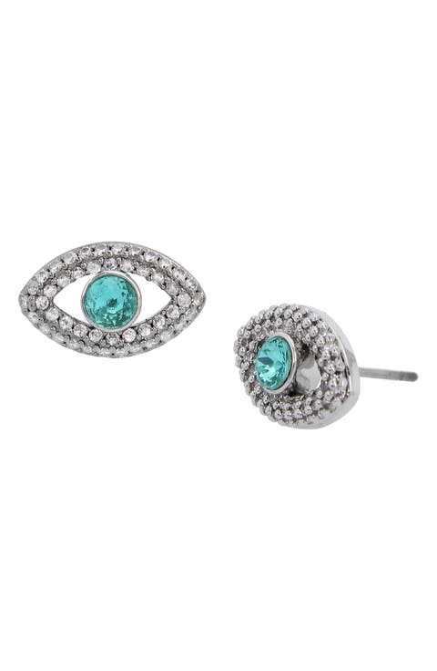 Crystal & CZ Evil Eye Stud Earrings
