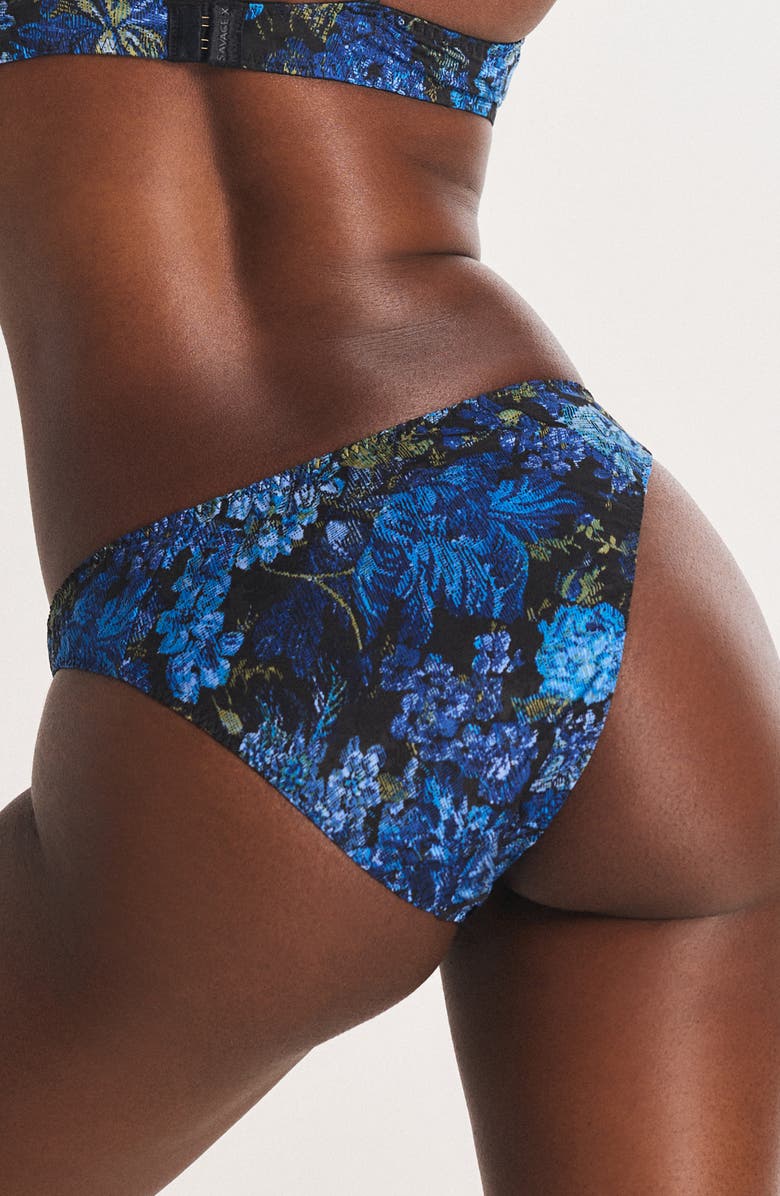 SAVAGE X FENTY Floral Rush High Leg Bikini, Alternate, color, Black Caviar Tapestry Print