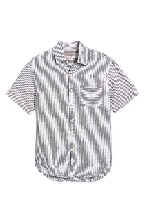 Alex Crane  Ola Linen Short Sleeve Button-up Shirt In Lines