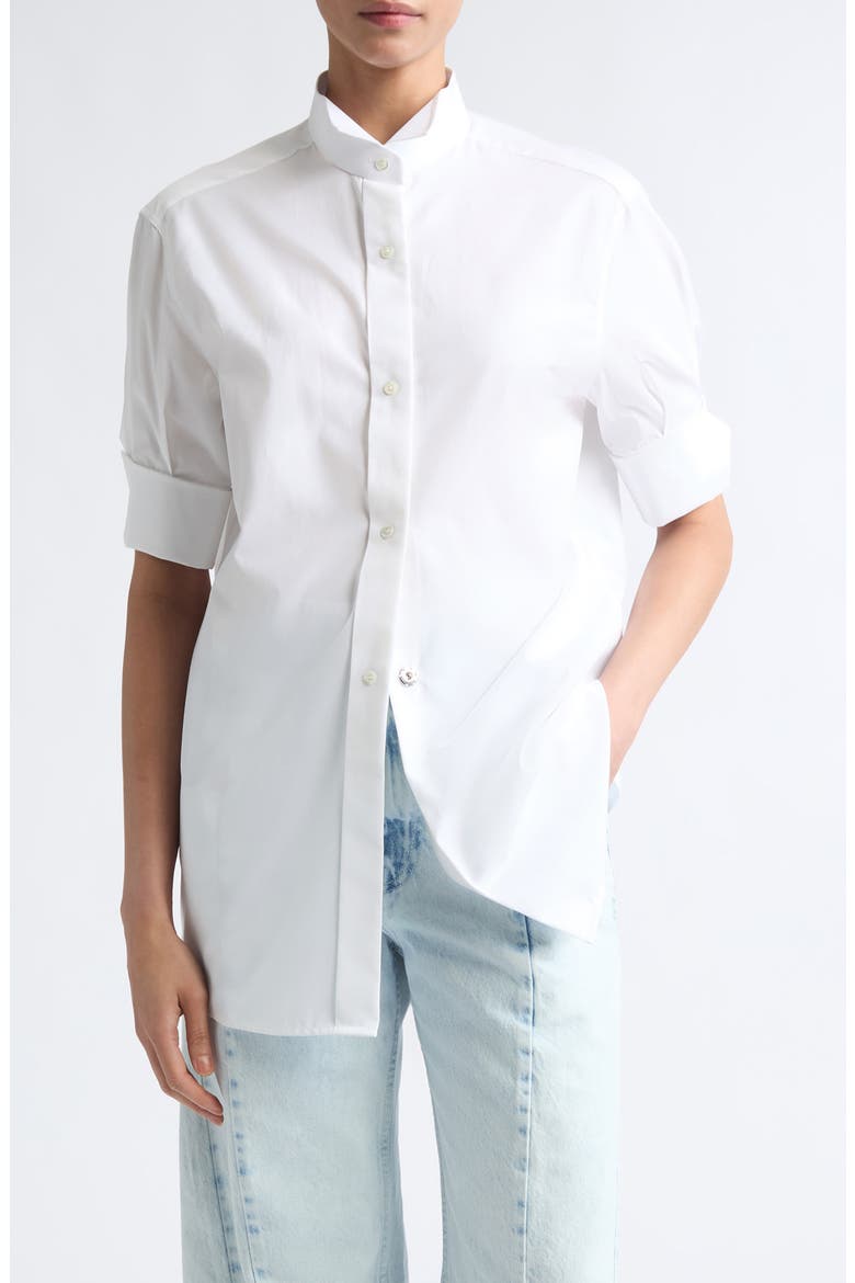 Short Sleeve Cotton Poplin Snap-Front Shirt, Main, color, WHITE