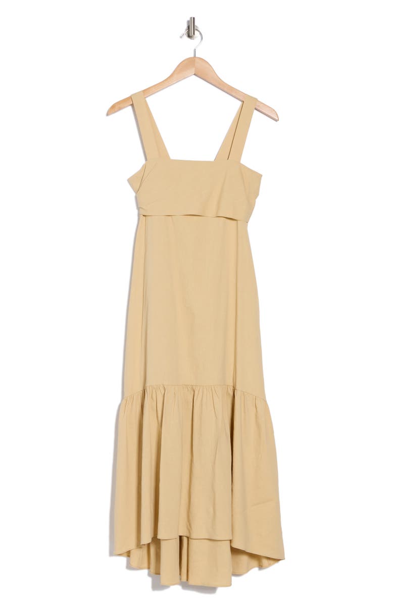 Theory Linen Blend Midi Dress, Alternate, color, Butter Yellow