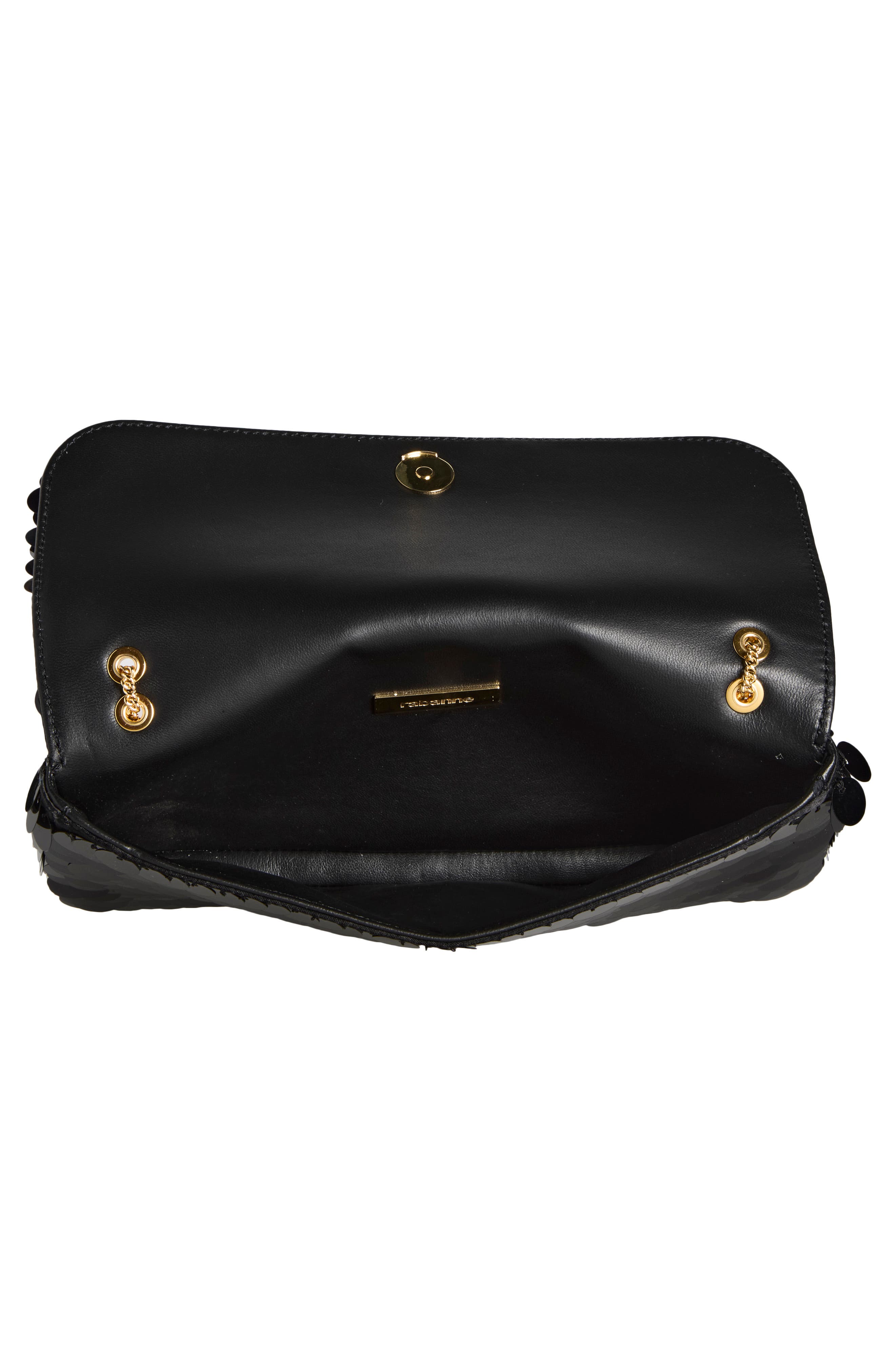 Sparkle Leather Shoulder Bag, Alternate, color, BLACK / GOLD