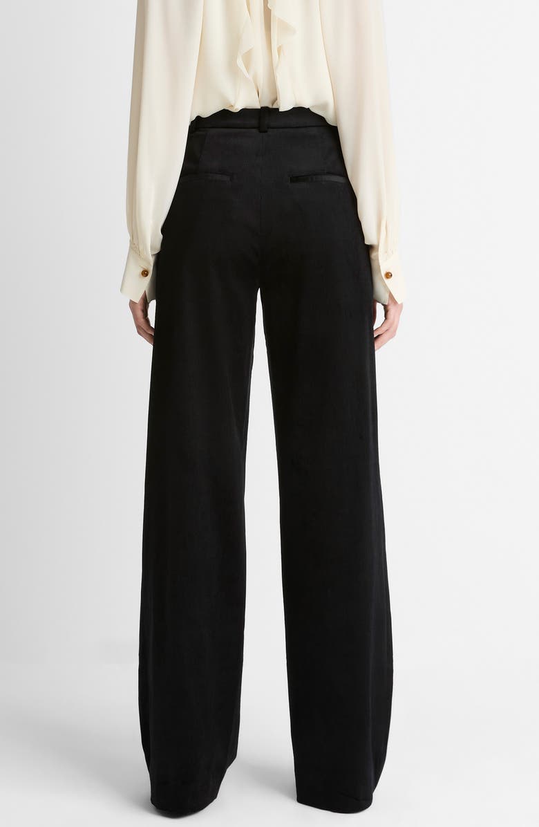 Vince High Waist Wide Leg Velvet Pants, Alternate, color, Black