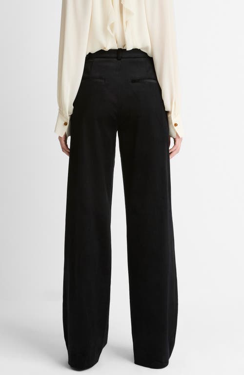 Vince High Waist Wide Leg Velvet Pants In Black