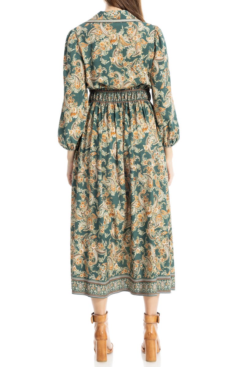 MAX STUDIO Bubble Sleeve Midi Dress, Alternate, color, Green Plush Paisleys