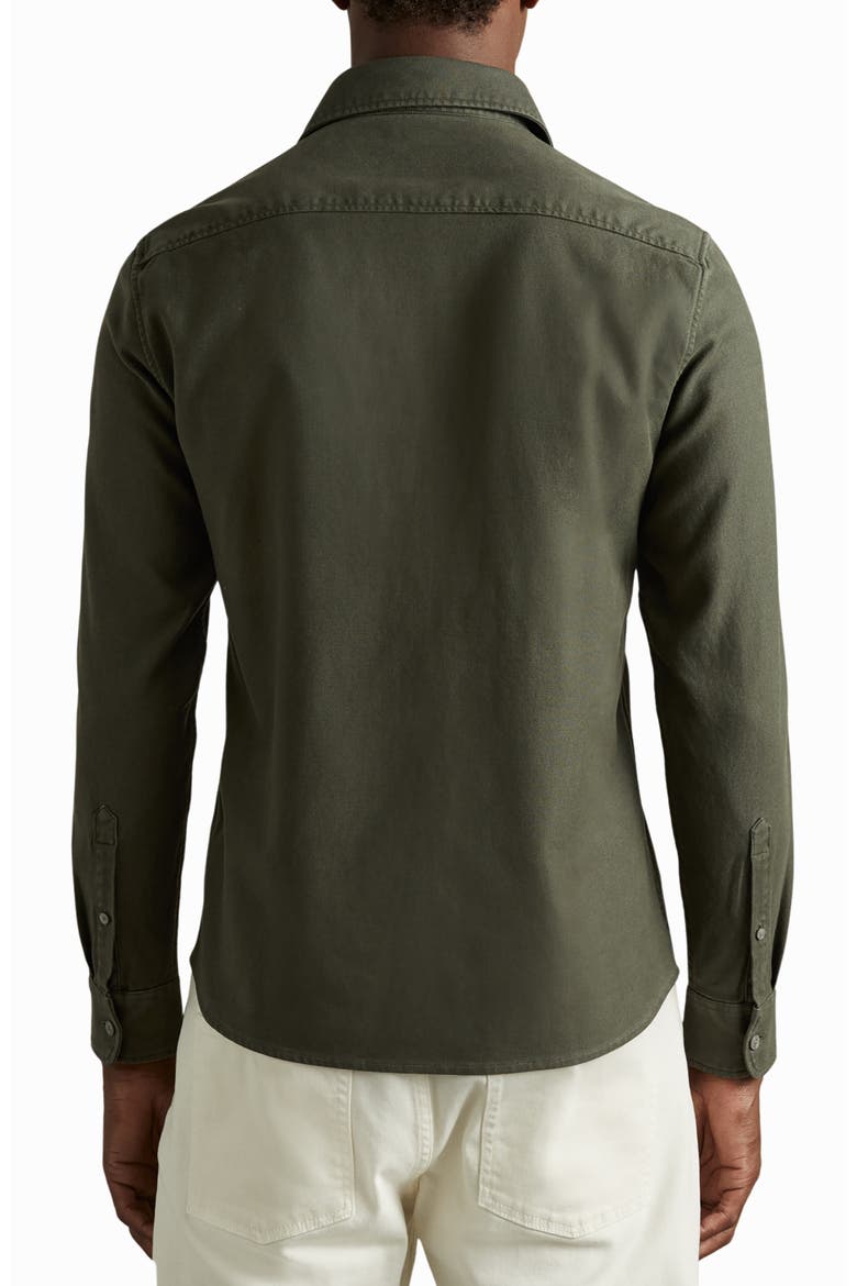 Caparazzo Brushed Stretch Cotton Button-Up Shirt, Alternate, color, KHAKI GREEN