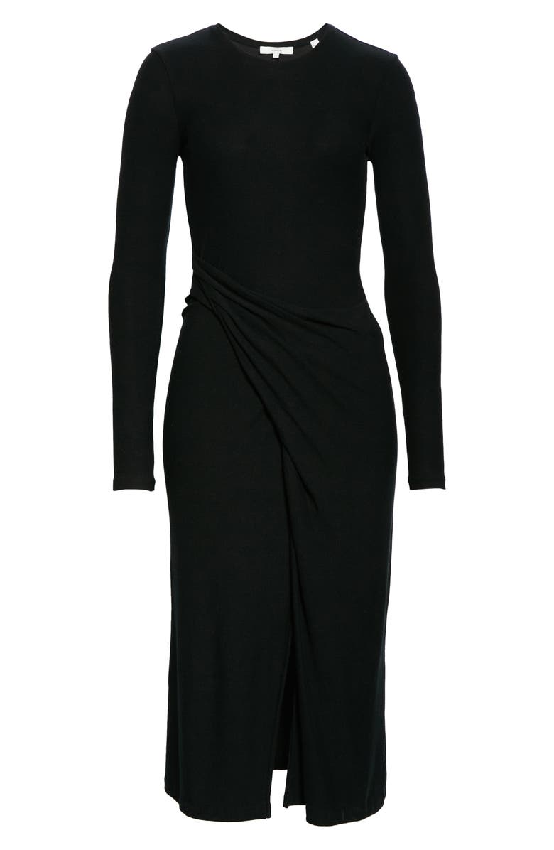 Vince Drape Long Sleeve Midi Dress, Alternate, color, Black