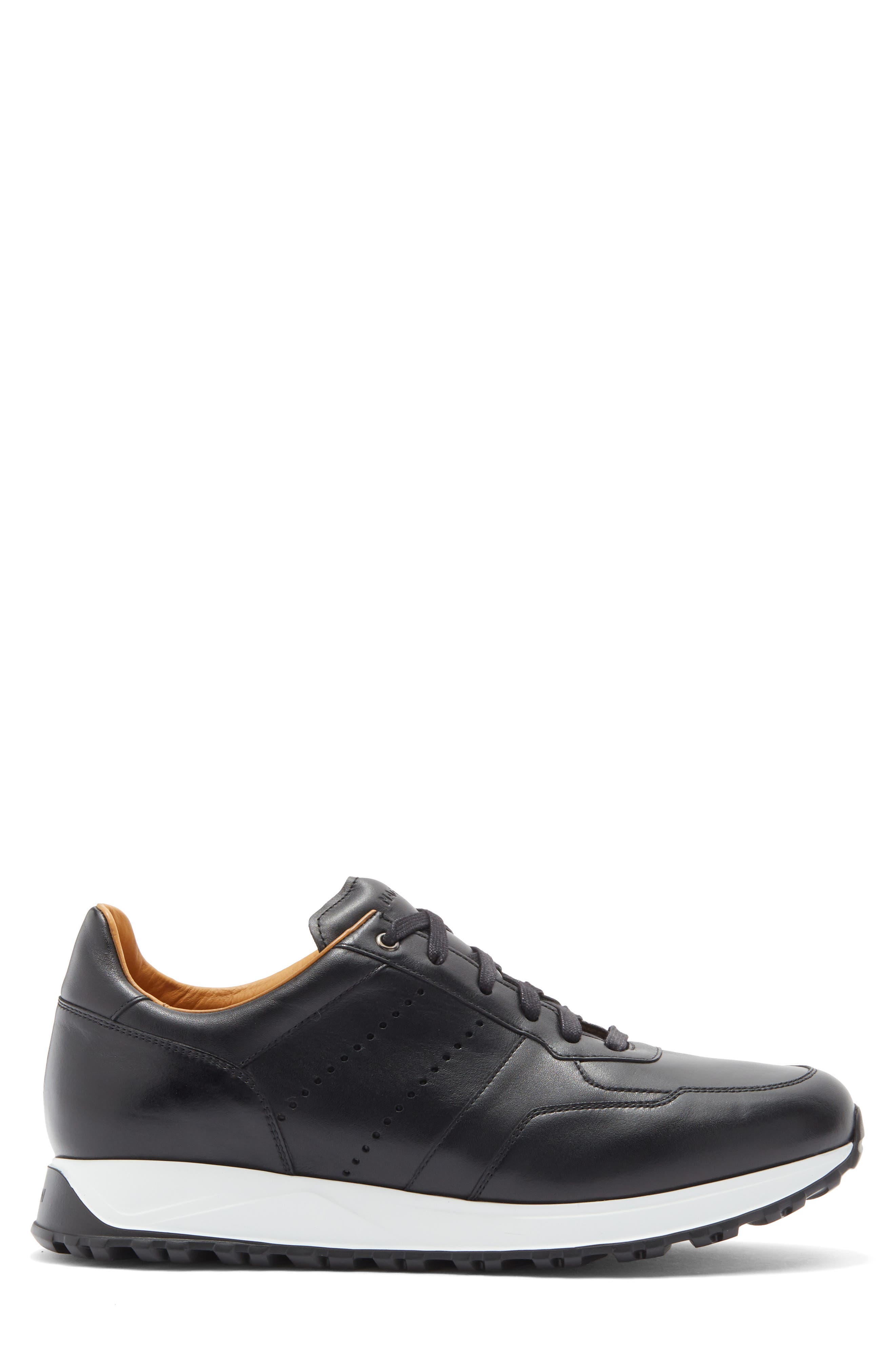 Magnanni Fado Leather Sneaker, Alternate, color, Black/ Black