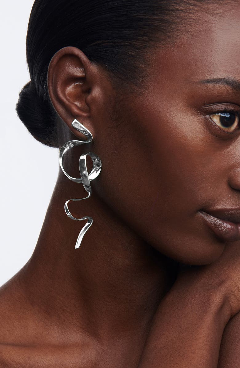 Sterling King Allegro Ribbon Drop Earrings, Alternate, color, Sterling Silver