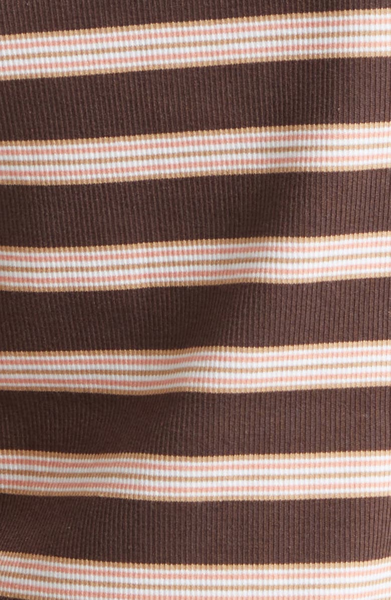 Veronica Beard Pruitt Stripe Rib T-Shirt, Alternate, color, Brown Stripe