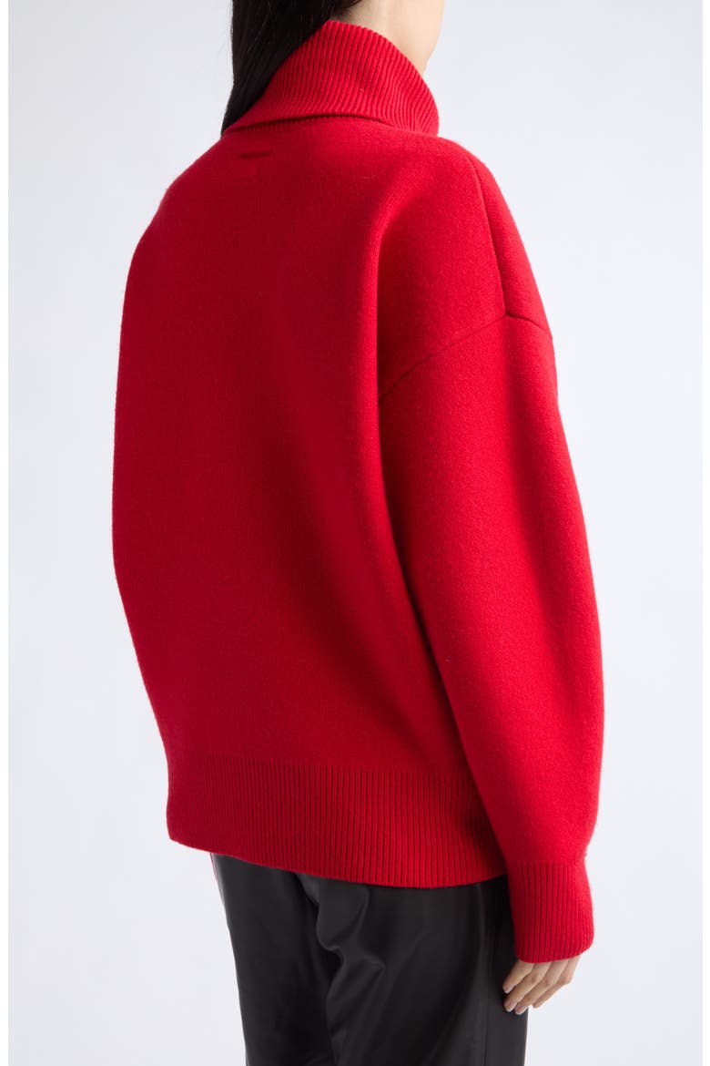 Wool & Cashmere Blend Double Knit Turtleneck Sweater, Alternate, color, POPPY