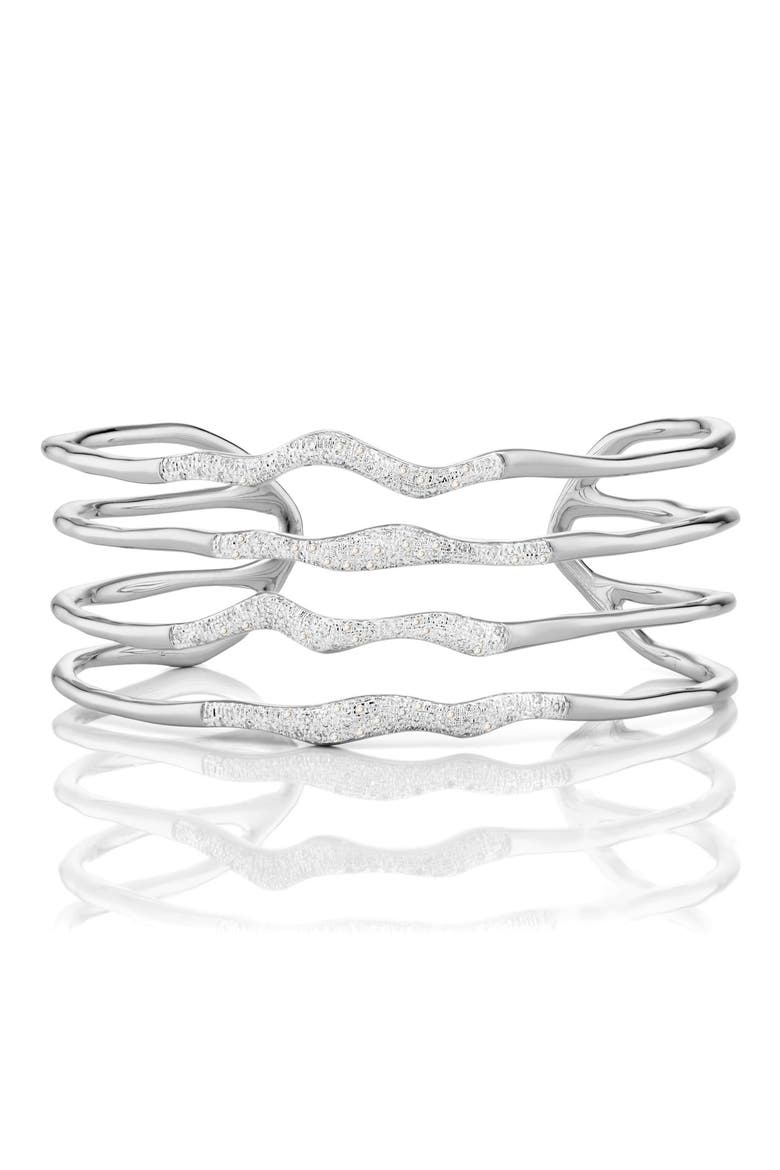Riva Openwork Diamond Wrist Cuff, Main, color, SILVER