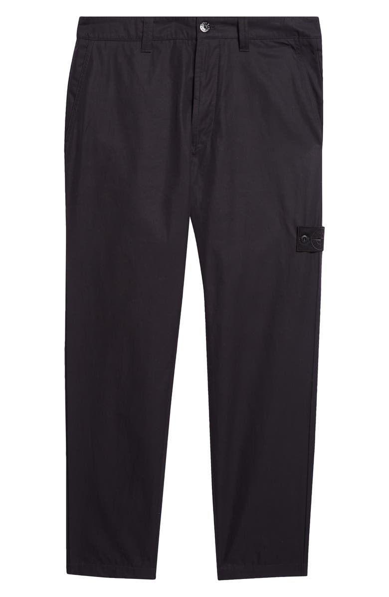 Stone Island Cotton Straight Leg Pants, Alternate, color, Black