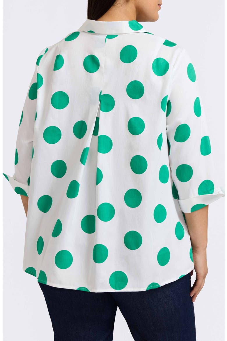 Agnes Polka Dot Cotton Popover Top, Alternate, color, WHITE/ GREEN