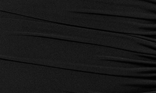 Xscape Evenings Ruched Off The Shoulder Long Sleeve Sheath Gown In Black