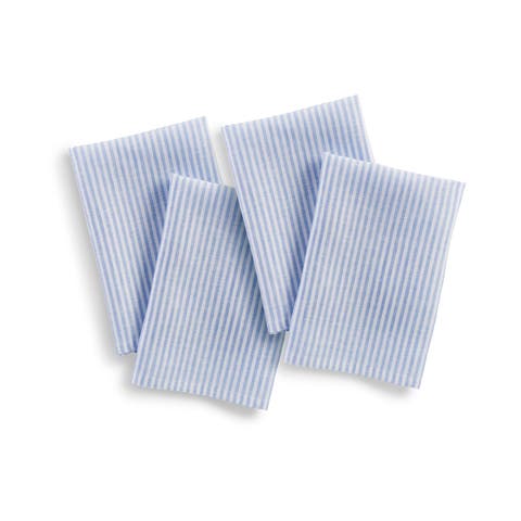 Linen Dinner Napkins Set of 4, 20 x 20 Inch for Dining Table, Holiday and Everyday Table Decor - Narrow Stripe