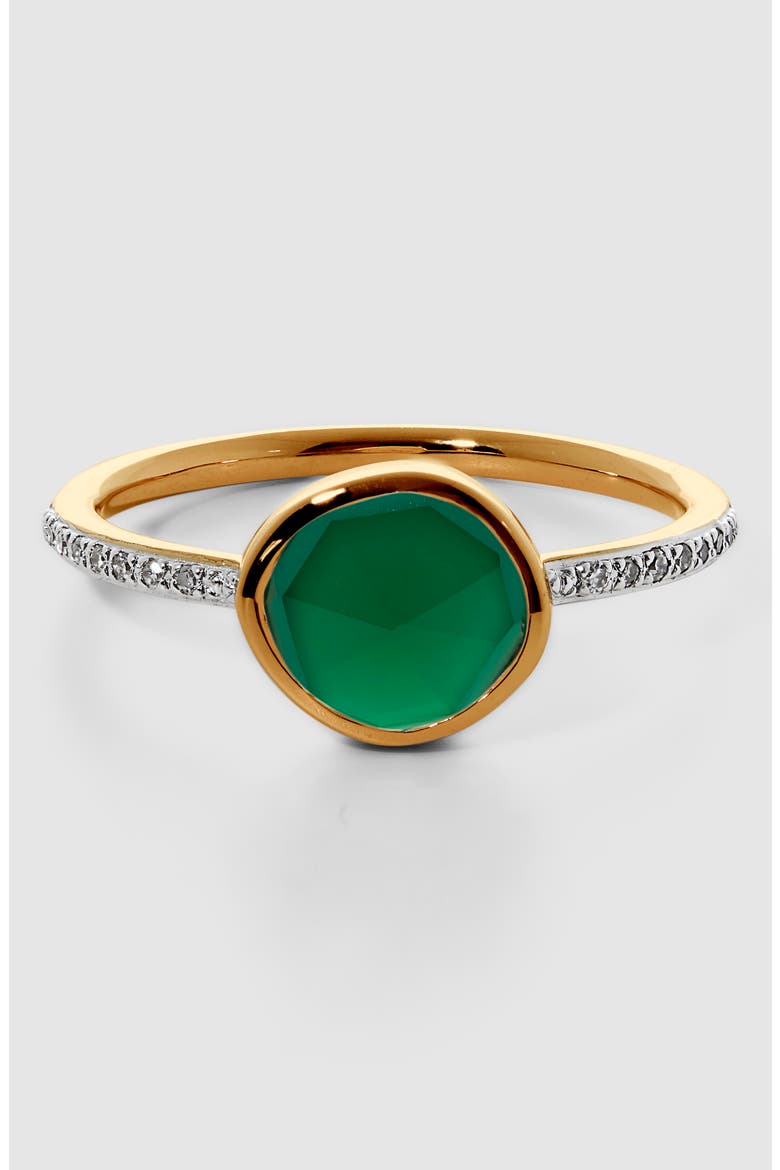 Siren Green Onyx & Diamond Stacking Ring, Alternate, color, YELLOW GOLD