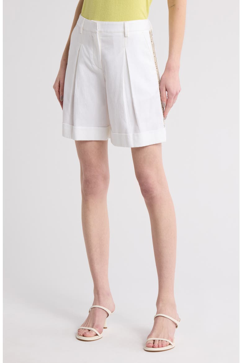 Embellished High Waist Shorts, Main, color, WHITE