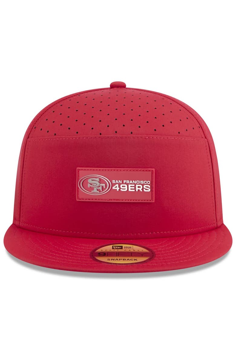 New Era Men's New Era Scarlet San Francisco 49ers 2025 Sideline  Split Panel 9FIFTY Snapback Hat, Alternate, color, 