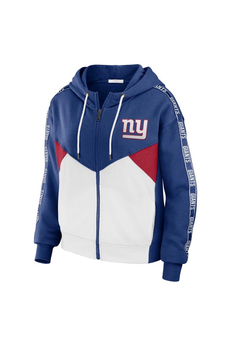 Women's WEAR by Erin Andrews Royal/White New York Giants Plus Size Color Block Full-Zip Hoodie, Alternate, color, Royal
