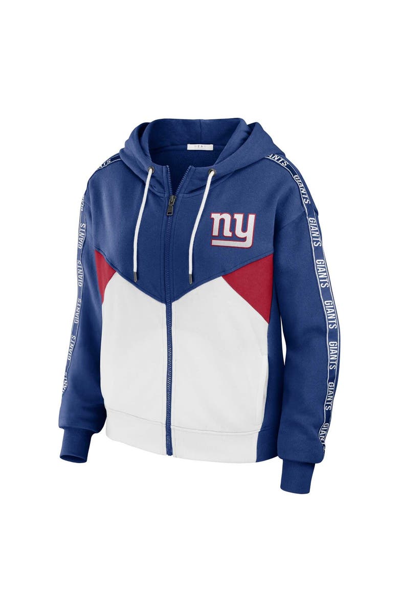 WEAR by Erin Andrews Women's WEAR by Erin Andrews Royal/White New York Giants Plus Size Color Block Full-Zip Hoodie, Alternate, color, Royal