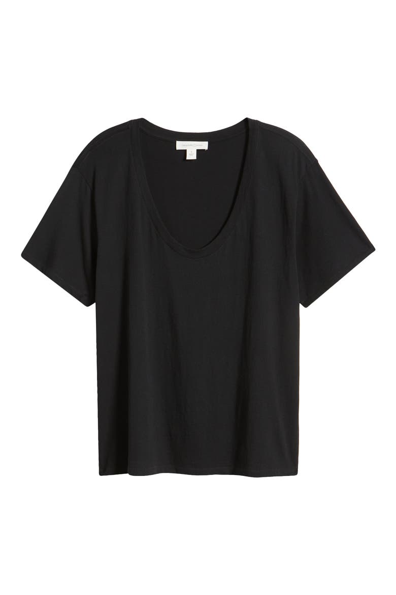 Relaxed Scoop Neck Cotton T-Shirt, Alternate, color, BLACK