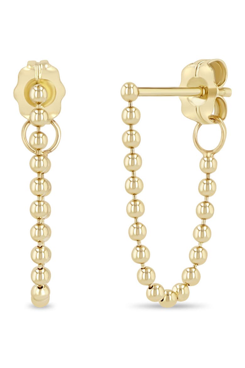 14K Yellow Gold Ball Chain Front/Back Earrings, Main, color, 14K YELLOW GOLD
