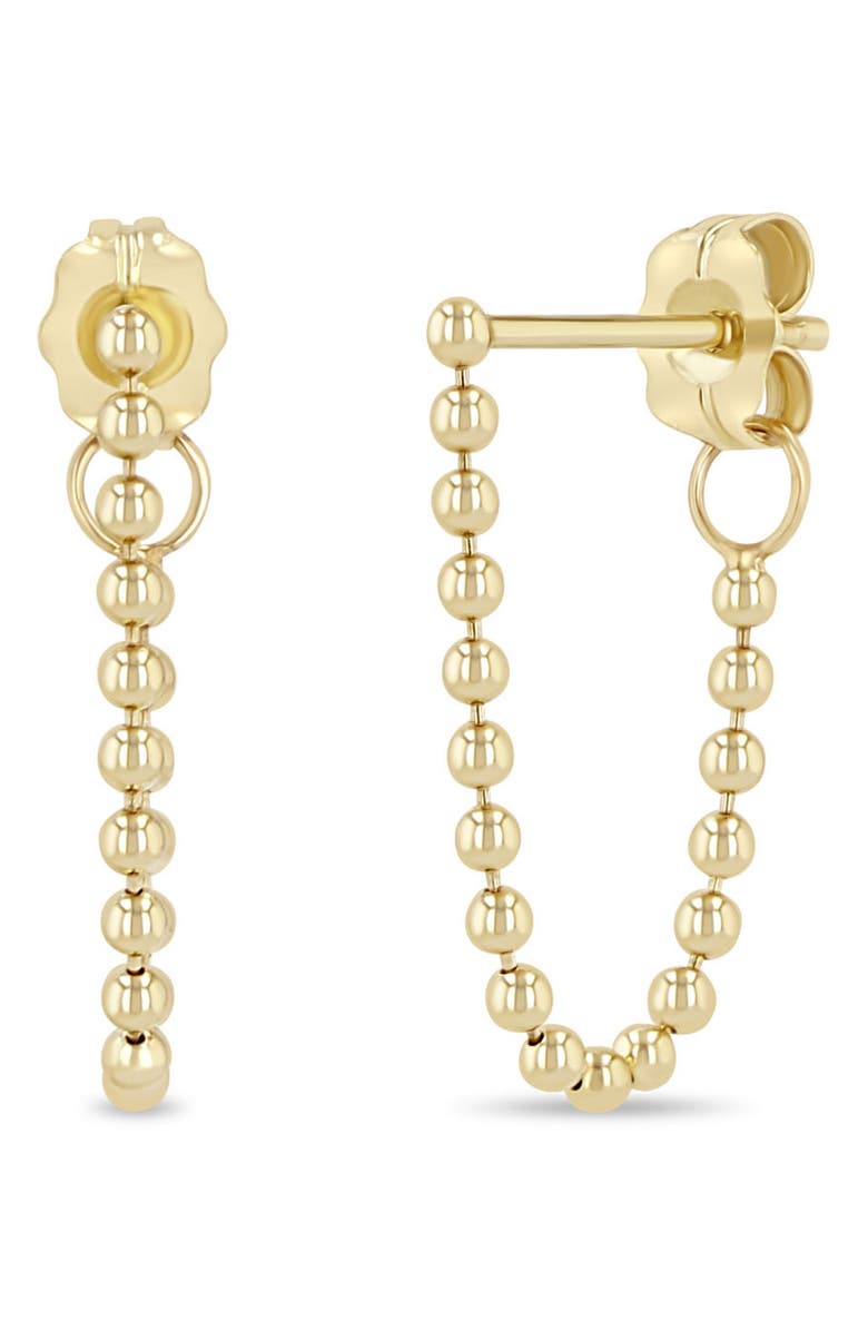Zoë Chicco 14K Yellow Gold Ball Chain Front/Back Earrings, Main, color, 14K Yellow Gold