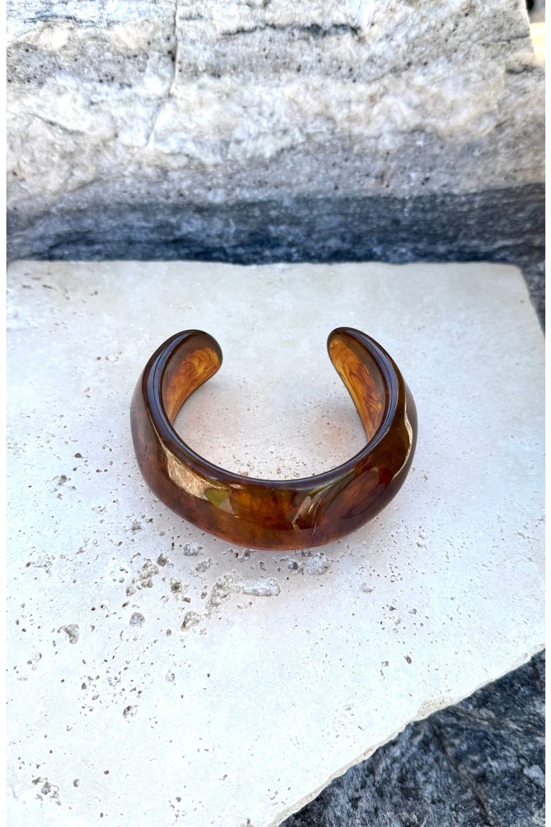 Chunky Acrylic Cuff Bracelet, Alternate, color, BROWN