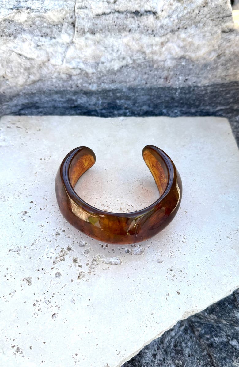 Adornia Chunky Acrylic Cuff Bracelet, Alternate, color, Brown