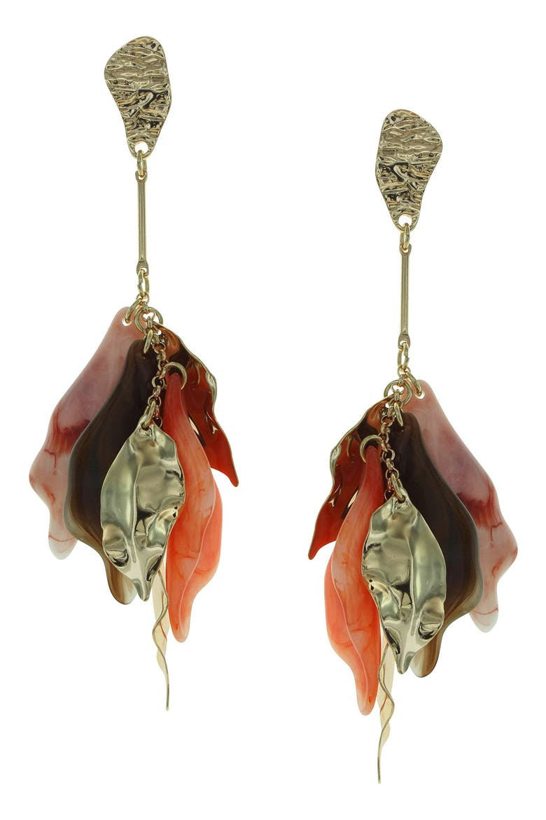 Renata Petal Drop Earrings, Main, color, GOLD / PEACH / BROWN