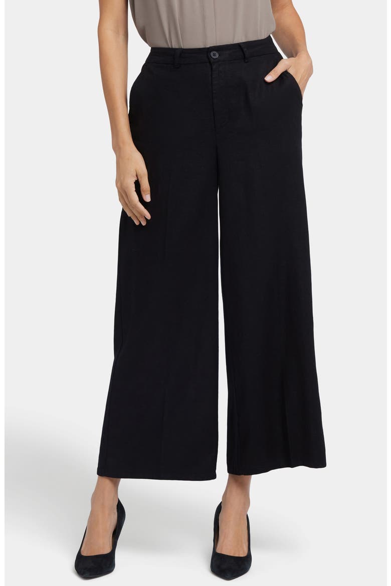 Morgan Stretch Linen Wide Leg Ankle Pants, Main, color, BLACK
