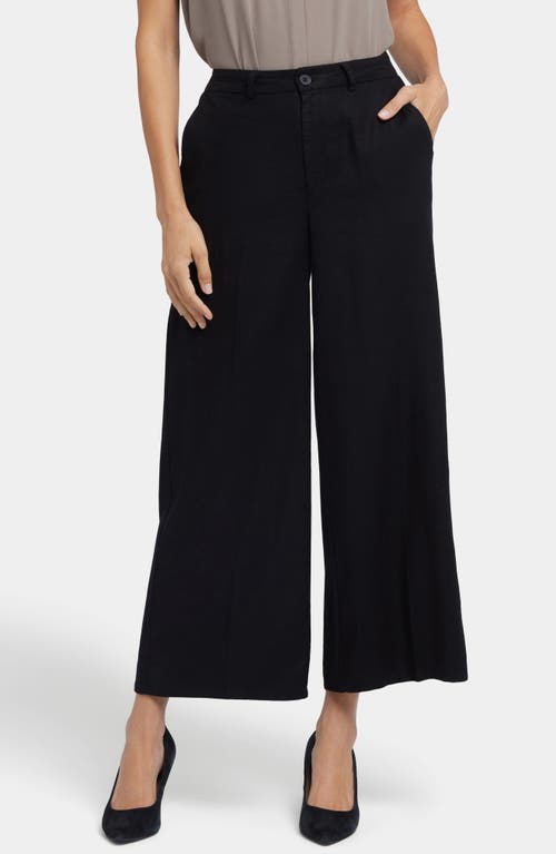Nydj Morgan Stretch Linen Wide Leg Ankle Pants In Black