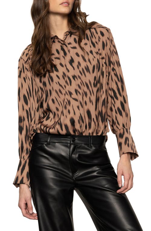 Sanctuary Rebel Abstract Animal Print Button-up Shirt In Gold