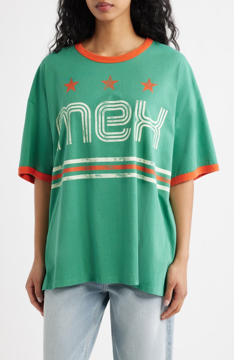 Daydreamer Mexico World Cup Oversized Ringer Graphic T-Shirt, Main, color, Jade Combo