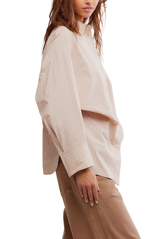 Free People Sabine Tailored Stripe Button-up Shirt In Neutral