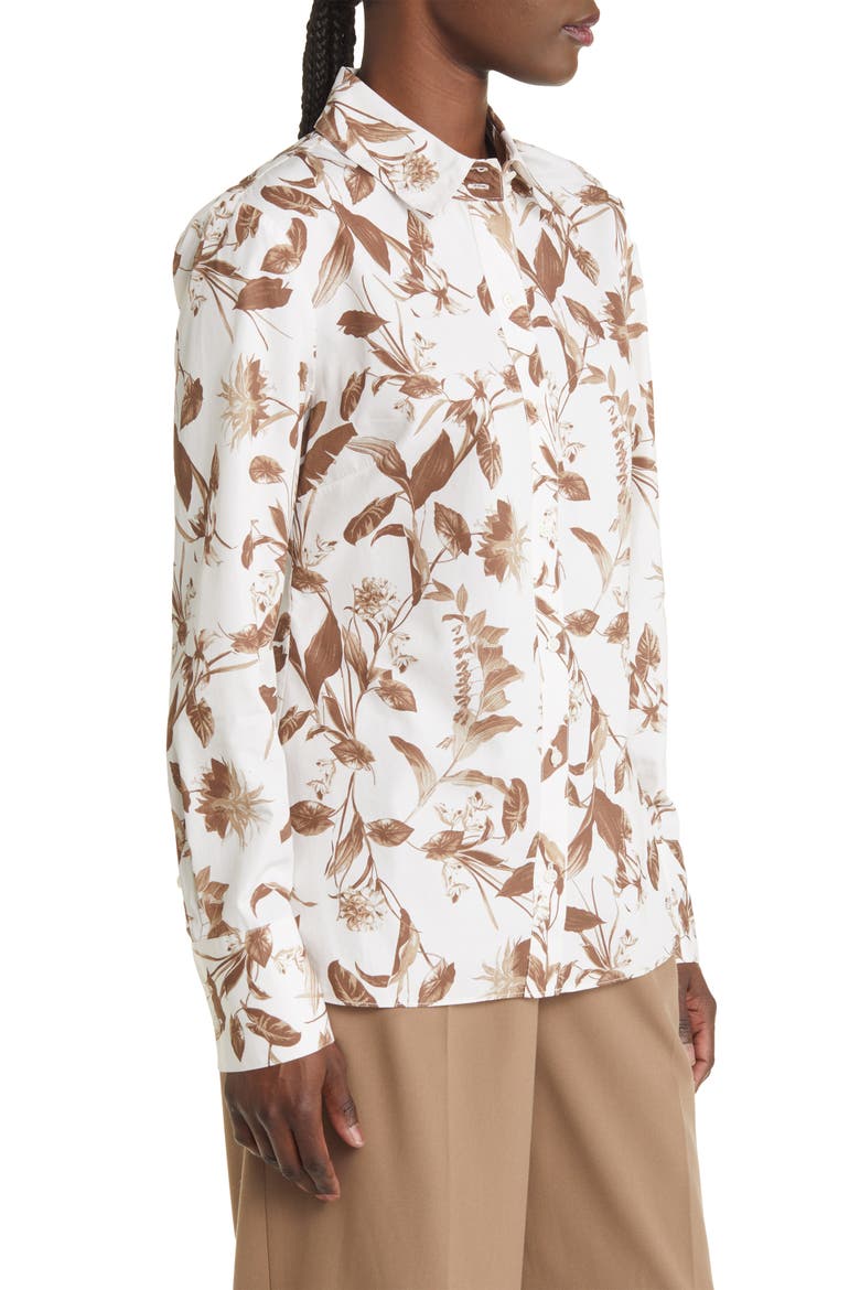 Floral Cotton Shirt, Alternate, color, IVORY- TAN BOTANICAL BLOSSOM