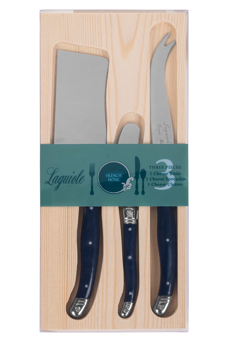 Laguiole 3-Piece Cheese Knife Set, Main, color, NAVY
