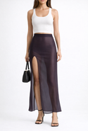 LECHERY® Lustrous Sheer High-waisted Maxi Skirt With Side Slit