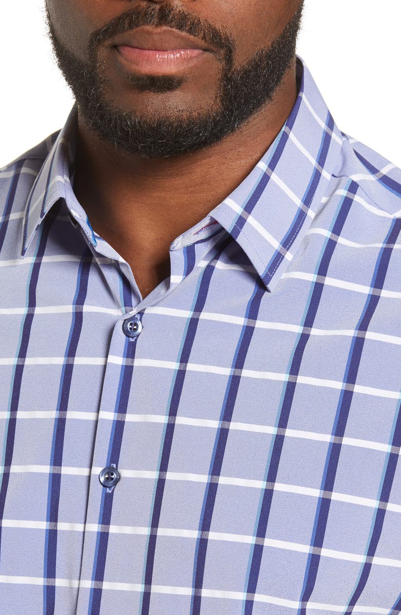 MOVE Performance Apparel Regular Fit Plaid Button-Up Performance Shirt, Alternate, color, 