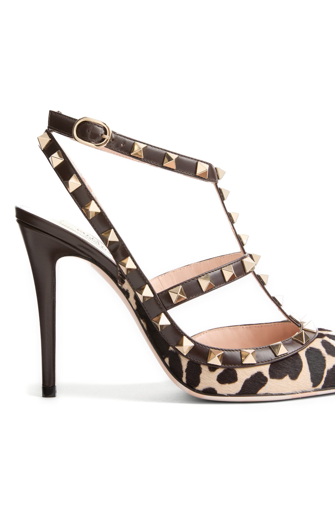 Valentino Garavani Rockstud Genuine Calf Hair T-Strap Pump, Alternate, color, 
