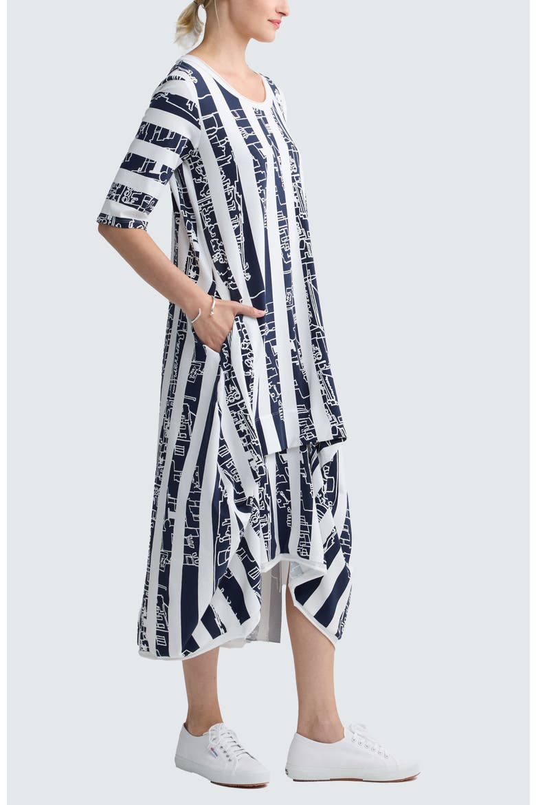 Amethyst Striped Jersey Dress, Alternate, color, Navy