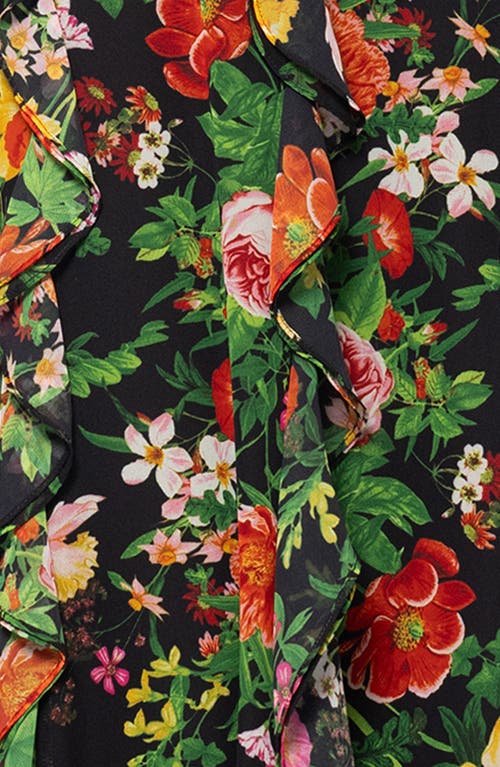 BETSY & ADAM BETSY & ADAM FLORAL HALTER NECK GOWN 
