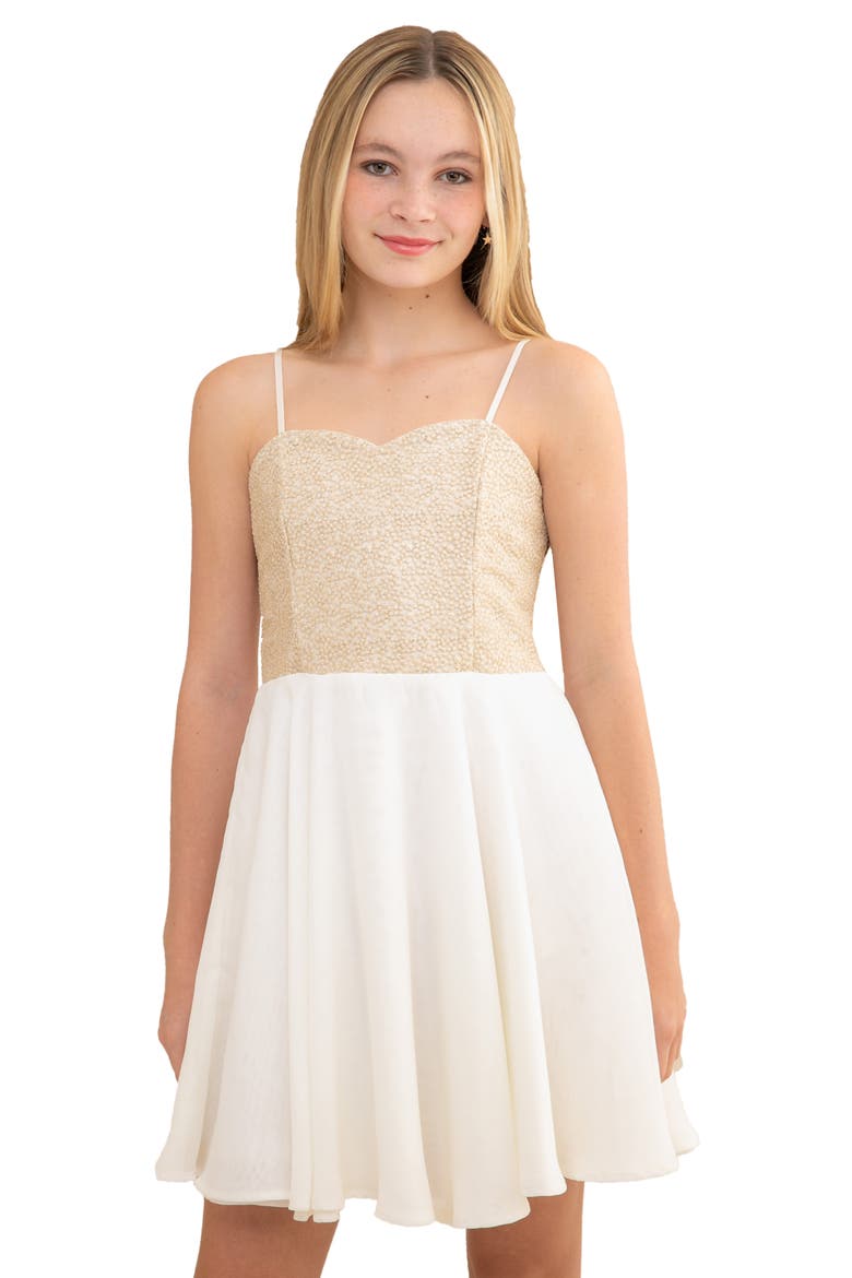 Kids' Sleeveless Chiffon Dress, Main, color, GOLD/ IVORY